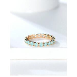 Eternity Ring Band-Baby Blue Aqua Crystal Stone Daianty Stackable Ring (Size 8)